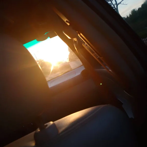 car window with sun light