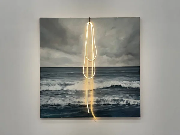 3d illustration of a sea wave with a pen