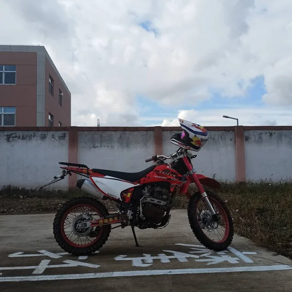 old motorcycle parked on the street