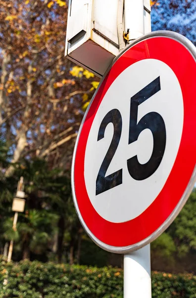 red traffic sign on the road