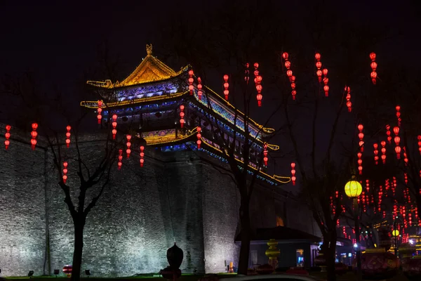 the chinese new year\'s night, the city of the most famous landmark in the background