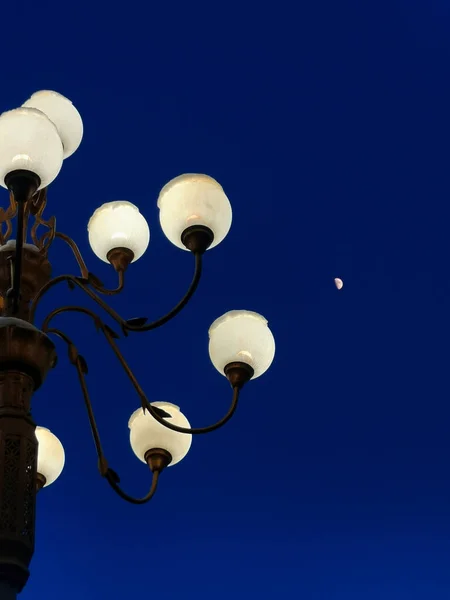 street lamp on the background of the blue sky