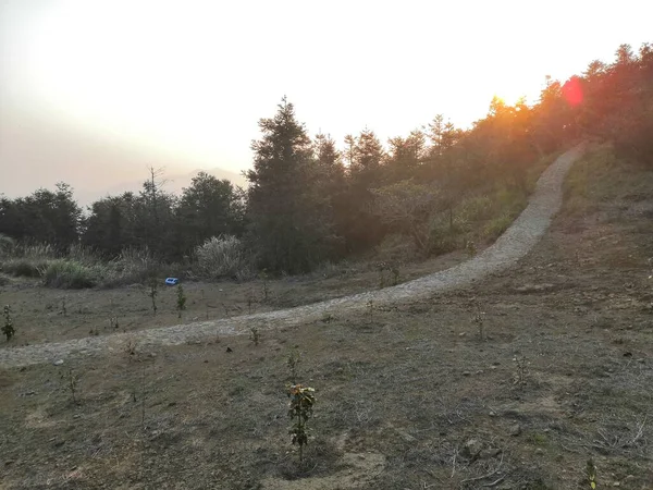 a man in a green jacket is walking on the road and the river.