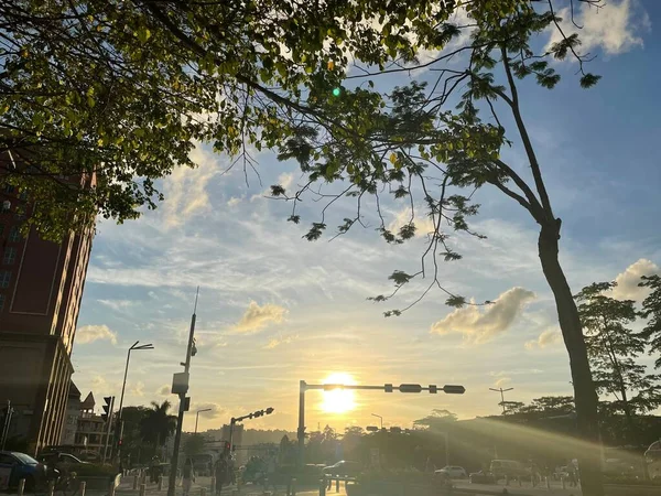 view of the city of the capital of the most polluted towns in the evening