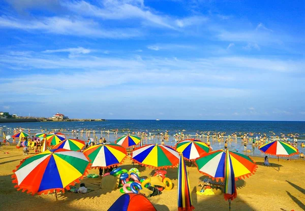 beach umbrellas on the sea coast