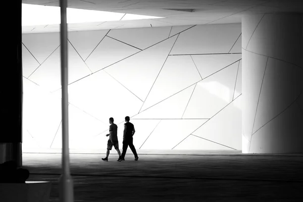 silhouette of a man and woman in a black and white