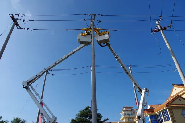 electric cable tower in the city