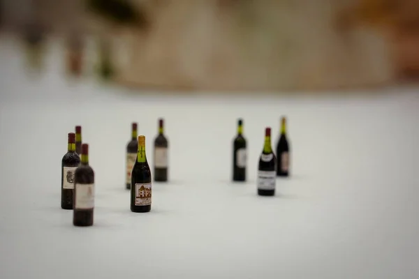 bottles of wine and bottle on a white background