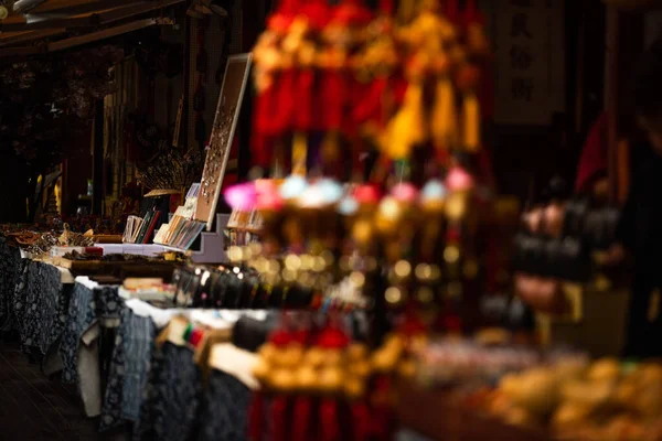 traditional thai silk clothes in the market