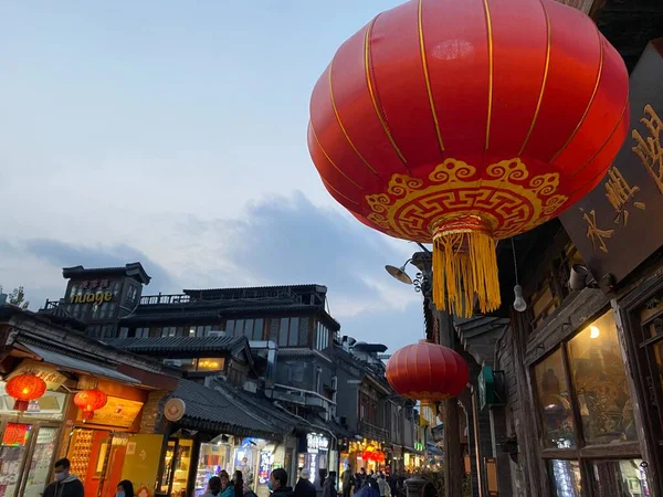 chinese new year\'s market, red lantern, lanterns, architecture, background