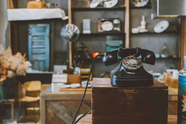 old vintage telephone on the table