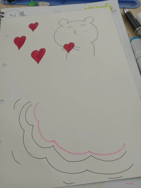 a heart with a red marker on a white background
