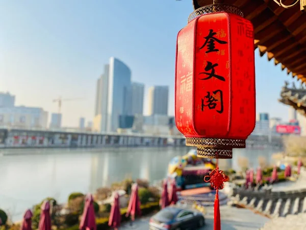 red lantern in the city of china