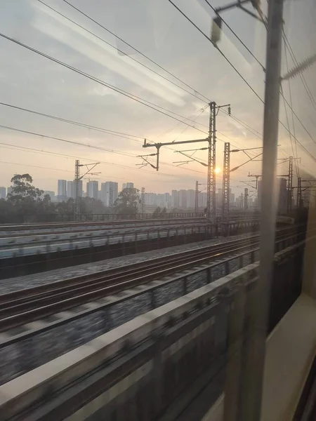 railway tracks in the city