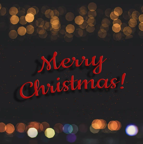 크리스마스 텍스트 컨셉트 갈런드보케 반짝이는 — 스톡 사진