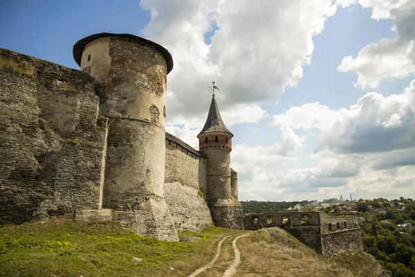 European medieval castle tower fortification complex in Ukraine historical destination touristic place for travel and sightseeing