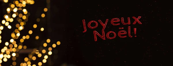 Joyeux Noël French Language Red Letters Calligraphic Text Black Background — Photo