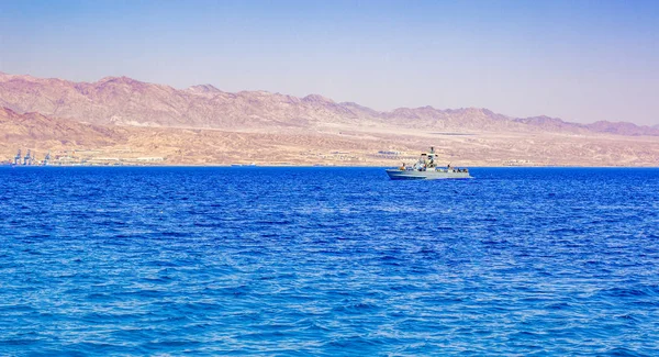 Navio Militar Exército Israelense Golfo Aqaba Mar Vermelho Patrulha Águas — Fotografia de Stock