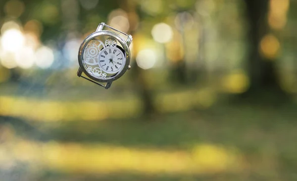 Concepto Línea Muerta Tiempo Que Termina Fotografía Reloj Mano Aire —  Fotos de Stock