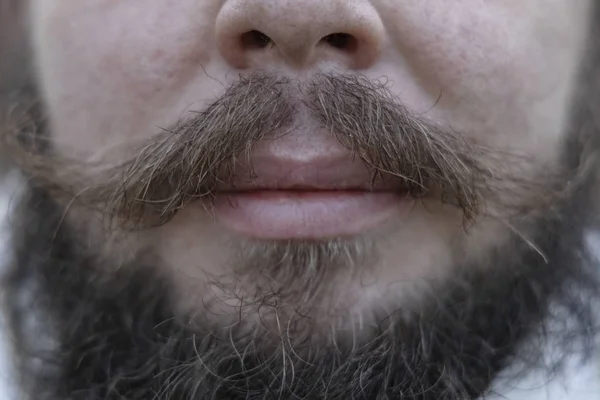 Male Face Close Portrait Mouth Mustache Beard Soft Focus Textured — Stock Photo, Image