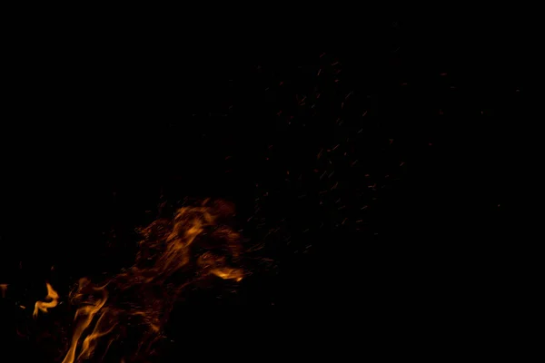 Fire flame and sparkles motion on black background wallpaper pattern empty copy space for your text here — Stock Photo, Image