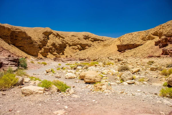 Deserto sabbia pietra rocce canyon asciutto paesaggio scenico natura ambiente terra desolata Israele campagna deserto spazio nessuno qui — Foto Stock