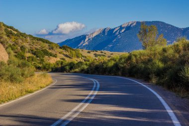 European mountain highland fresh natural scenery landscape in Switzerland with empty country side car road