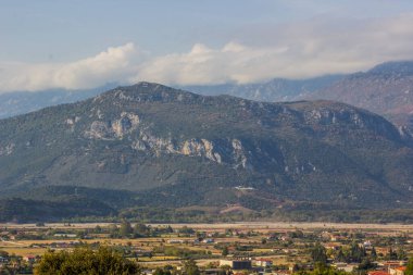 picturesque colorful green mountain ridge nature landscape and park outdoor valley foreground in bright clear spring weather time