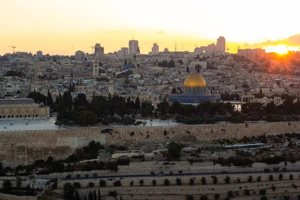 stock image Jerusalem panoramic city view in sunset twilight lighting evening time Israeli Middle East religion destination site 