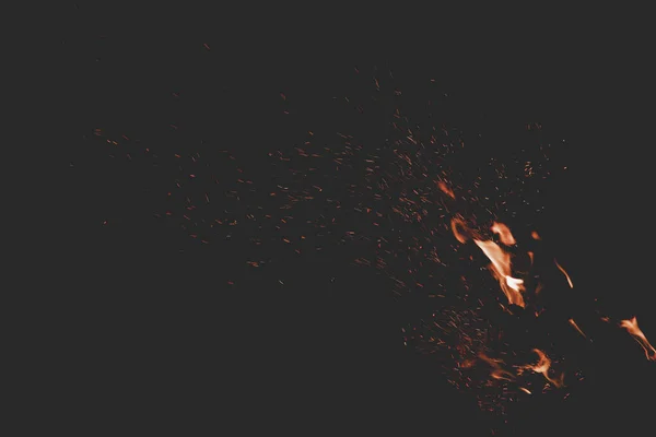 Fire Flame Orange Sparkles Motion Dark Wallpaper Pattern Background Space — Stock Photo, Image