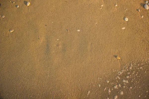 Wet Sea Sand Shoreline Water Background Texture Human Foot Print — Stock Photo, Image