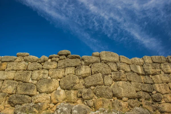 Textura Fondo Pared Piedra Antigua Roca Desde Abajo Borde Horizontal — Foto de Stock