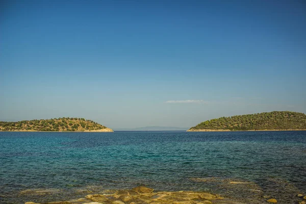 Idílica Pacífica Dois Ilha Costa Linha Paisagem Pitoresca Vista Panorâmica — Fotografia de Stock