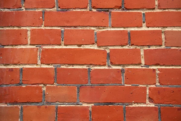 Levendige Rode Bakstenen Muur Rustieke Textuur Eenvoudige Achtergrond Buiten Buitenkant — Stockfoto