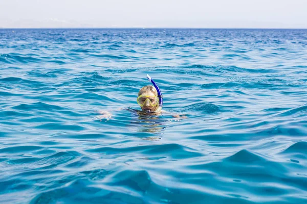 Snorkelen Vrouw Portret Rode Zee Water Activiteit Zomer Vakantie Seizoen — Stockfoto