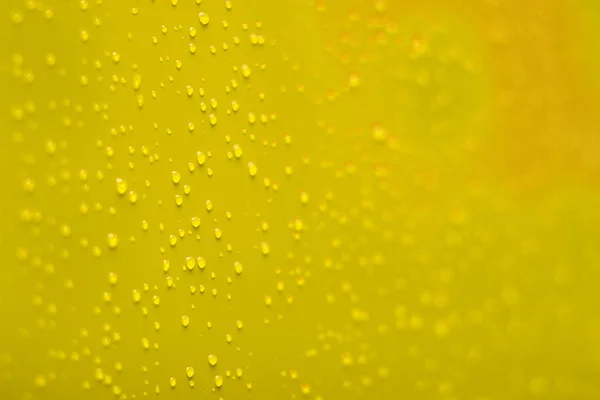 Enfoque Suave Gotas Agua Superficie Vívida Perspectiva Amarilla Fondo Pantalla —  Fotos de Stock