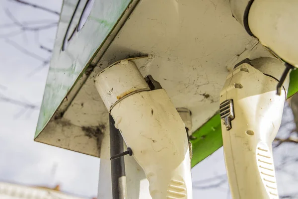 Electro Posto Gasolina Sujo Não Trabalhando Indústria Transporte Objeto Vista — Fotografia de Stock