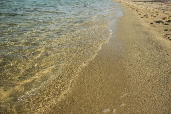 Sand Beach Waterfront Coast Line Perspective Background Soft Blue Colors — Stock Photo, Image