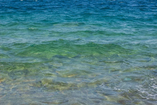 Óceán Kék Víz Hullámos Természetes Felület Egyszerű Háttér Tér — Stock Fotó