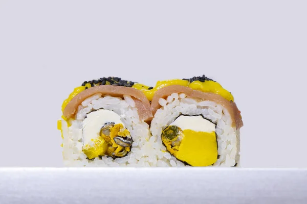 Sushi Rolls Main Stream Cuisine Orientale Nourriture Photographie Concept Avec — Photo