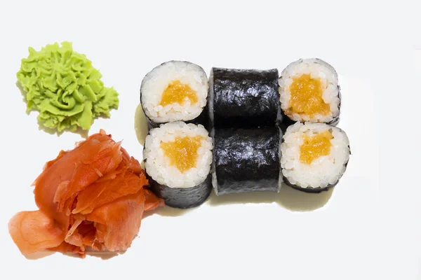 Japonská Kuchyně Jídlo Fotografie Maki Sushi Role Losos Syrové Ryby — Stock fotografie