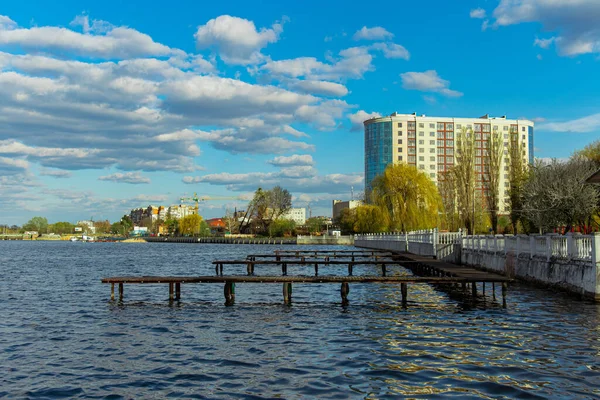 Ukraina Stadspark Promenad Site District Vår Tid Dag Rustika Piren — Stockfoto