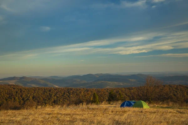 Ορεινή Πεζοπορία Ταξιδιωτικό Στυλ Ζωής Στρατόπεδο Τοποθεσία Γραφική Θέα Στα — Φωτογραφία Αρχείου