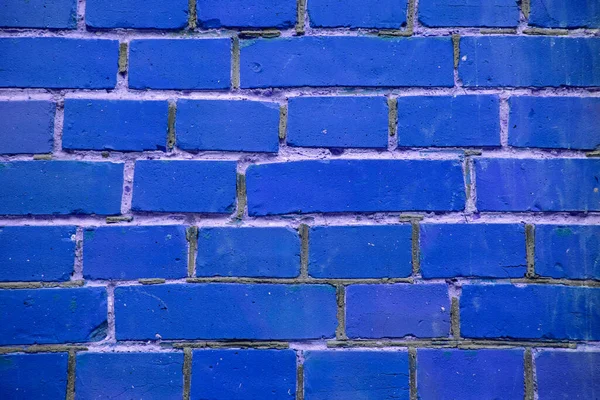 Classic Blue Brick Wall Textured Background Surface Simple Wallpaper Pattern — Stock Photo, Image