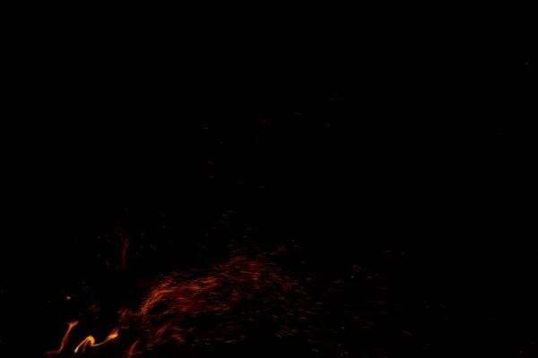 Fire Sparkles Darkness Night Black Background Space Copy — Stock Photo, Image