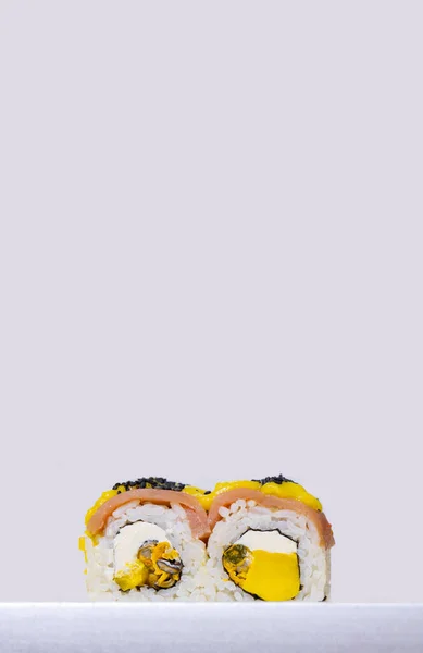 Rolos Sushi Com Abacate Culinária Japonesa Home Made Food Photography — Fotografia de Stock