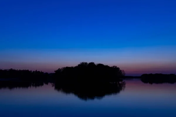 Paesaggio Crepuscolo Dopo Tramonto Panoramica Vista Orizzonte Silhouette Terra Con — Foto Stock