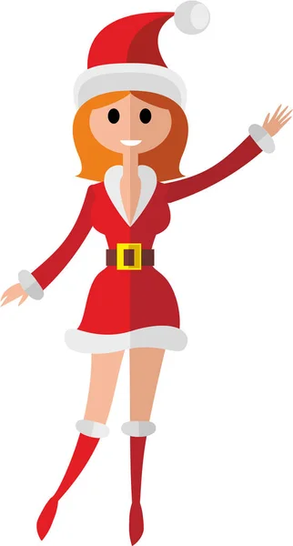 Christmas flicka platt illustration sexiga vackra — Stock vektor