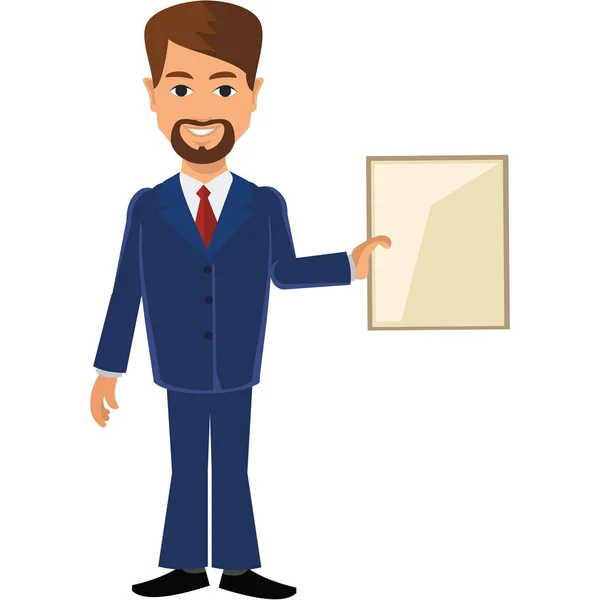 Flat businessman. in a business suit — Stock Vector