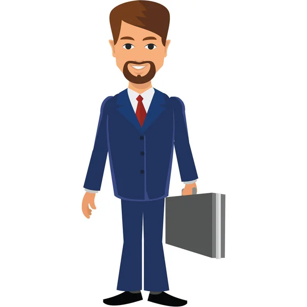 Flat businessman. in a business suit — Stock Vector